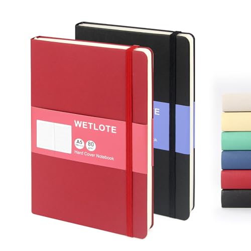 Carnet de notes A5 ligné couverture rigide pour homme et femme lot de 2