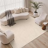 BEIMO Tapis Salon 160x230 cm   Tapis Doux Effet 3D, Crème, Haute Densité, Lavable, Antidérapant, Facile à Entretenir et résistant   Idéal pour Salon et Chambre