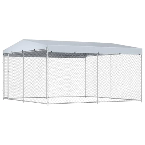 vidaXL Outdoor Hundezwinger mit Überdachung 382x382x225 cm Hundehütte Hundekäfig