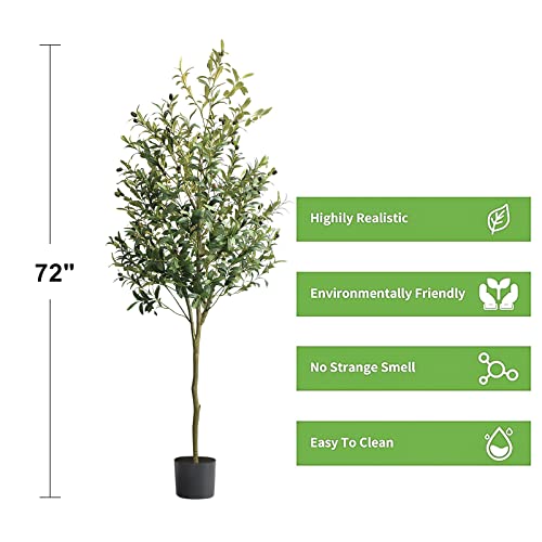 Findosom Artificial Olive Tree, 6Ft Tall Faux Plants Indoor, Large Fake Silk Tree With Natural Wood Trunk And Realistic Fruit For Modern Home Office Living Room Porch Balcony Decoration #TOP6