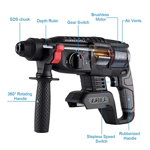 TEMSOOM Yofidra 3-in-1-Elektrohammer, elektrische Spitzhacke, elektrische Bohrmaschine, bürstenloser Motor, kabelloses… – Bild 7