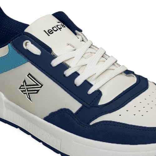 Image of Liberty Leap7x AMAZER-10E Men's Casual Lacing Sneakers, Black, Blue and White | Suitable for Walking Travel, College, Office | Comfortable Lace-Up Casual Shoes | Lightweight Stylish Fashion Footwear