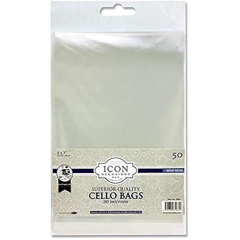 Premier Stationery Icon Self Seal Cello Bags. 5 x 7". Pack of 50 Cover
