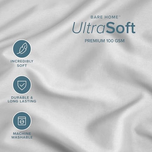 Image of Bare Home Microfiber Pillow Cases - Queen Size Set of 2 - Cooling Pillowcases - Double Brushed - Easy Care - Envelope Closure (Queen Pillowcase Set of 2, Cloud Grey)