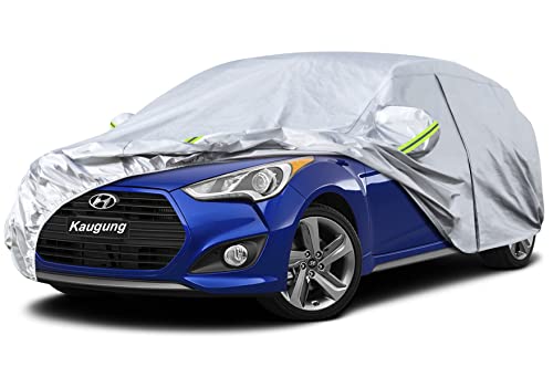 Image of Kaugung 6 Layers Hatchback Car Cover Custom Fit Hyundai Veloster from 2011 to 2025, Waterproof Car Cover All Weather for Automobiles Outdoor Indoor with Zipper Door, Sun Rain Dust Snow Protection.