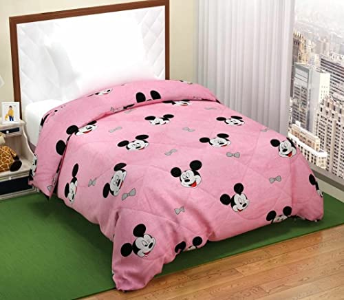 Image of Anjali Overseas 200 GSM 400 TC Kids Glace Cotton Reversible Cartoon Printed Double Bed King Size Comforter with Matching Bedsheet 90 * 100 with 2 Pillow Covers Set of 4 Pieces. Multi H