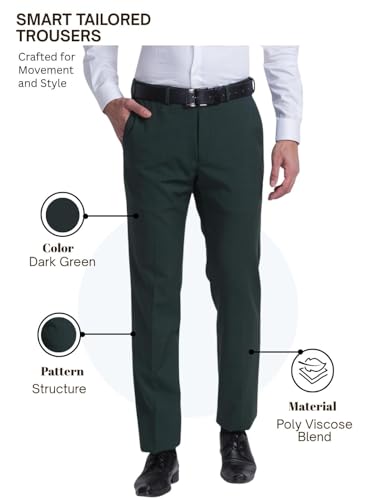 Image of Raymond Slim Fit Poly Viscose Blend Structure Pattern Flat Front Formal Trouser