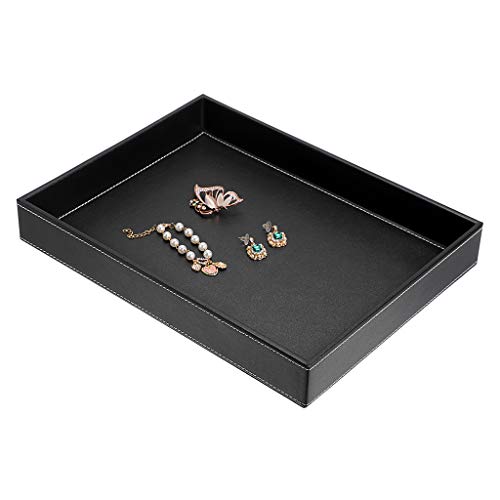 Hipiwe Faux Leather Organizer Tray - Desktop Vanity Storage Tray, Dresser Decorative Tray, Perfume Tray, Valet Tray, Bath Bathroom Tray, Home Decor Catchall Tray,13.2 x 10 inches