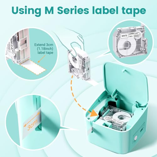 Image of Phomemo M960 Label Maker with Ribbon, Mini Bluetooth Label Printer, Portable, Monochrome, for Home, School, Office