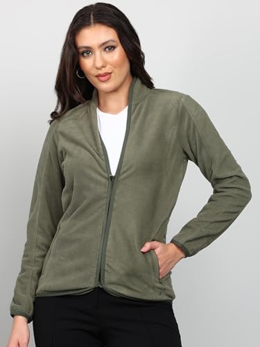 Image of Alan Jones Clothing Women's Standing Collar Zipper Fleece Standard Length Jacket