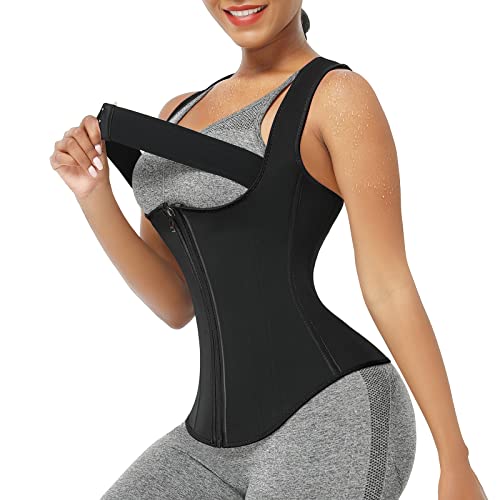 FeelinGirl Sweat Vest for Women Waist Trainer Vest Sweat Tank Top Shaper Corset Weight Loss Sauna Vest with Breast Support Band
