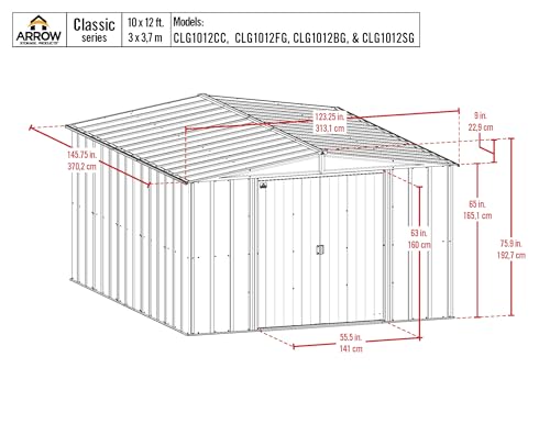 Image of Arrow Classic Steel Storage Shed, 10x12, Flute Grey