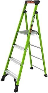 Little Giant MightyLite 6-ft Fiberglass Stepladder, Hi-Viz Green, Slim Profile, Full Platform, Anti-Slip Wide Steps, Tool Tray Top, 300 lb. Type IA, for Home, Shop & Jobsite Use