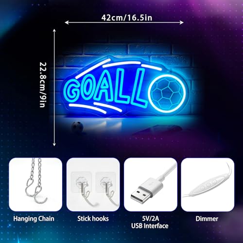 Image of Neon Sign, Soccer Neon Signs for Wall Decor LED Signs Neon Light