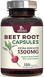 Beet Root Powder Capsules - Supports Athletic Performance, Digestive Health, Immune System - Nature's Beet Root Extract Supplement 1300mg per Serving - Vegan, Gluten Free, Non-GMO - 120 Capsules