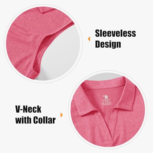 Image of BGOWATU Women's Sleeveless Golf Polo Shirts Collared V Neck Tennis Tank Tops UPF 50+ Quick Dry Lightweight