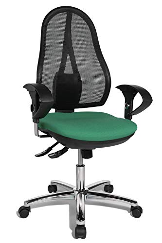 Preisvergleich Produktbild Topstar Open Point SY Deluxe, ergonomischer Syncro-Bandscheiben-Drehstuhl, Bürostuhl, Schreibtischstuhl, inkl. Armlehnen (höhenverstellbar), Stoff, grün