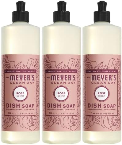 Mrs. Meyer's Liquid Dish Soap, Biodegradable Formula, Limited Edition Rose, 16 fl. oz - Pack of 3