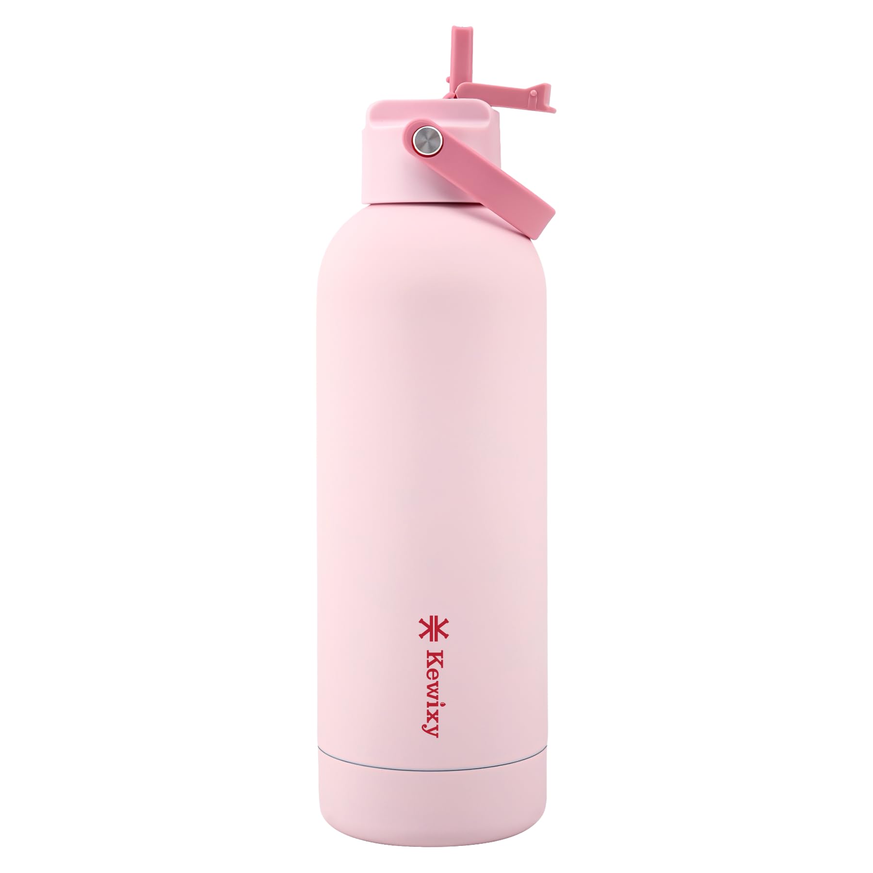 KEWIXY Stainless Steel Water Bottle with Straw, Cold 24Hrs/Hot 12Hrs, Insulated, Double Walled Metal Vacuum Flask, Leak Proof, Fits Cup Holders, for Travel, Gym, Work (500ml, Pastel Pink)