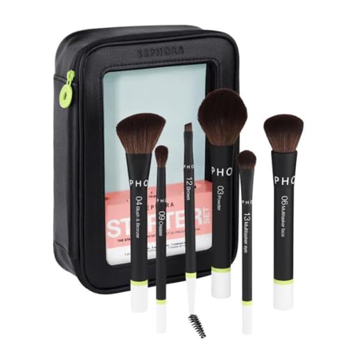 Sephora Favorites The Starter Brush Set - 3 Face Brushes - 3 Eye Brushes and 1 Makeup Bag