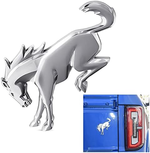 Tailgate Emblems Compatible for Bro-n-c 2021 2022 / Bron-c Sport Accessories 2020 2021 2022 ，3D Vinyl Rear Horse Badges Emblems with Strong Adhesive Backing - Chrome Silver