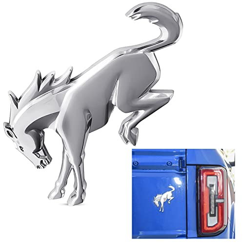 Tailgate Emblems Compatible For Bro-N-C 2021 2022 / Bron-C Sport Accessories 2020 2021 2022 ，3D Vinyl Rear Horse Badges Emblems With Strong Adhesive Backing - Chrome Silver #TOP2
