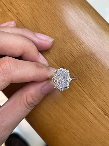 Phoenixjewel 2 Ct Radiant Cut Diamond Classic Halo Solitaire Engagement Rings For Women's 14K White Gold Over Wedding Ring 925 Sterling Silver Handmade Anniversary Ring Customized Promise Gift For Her #TOP2