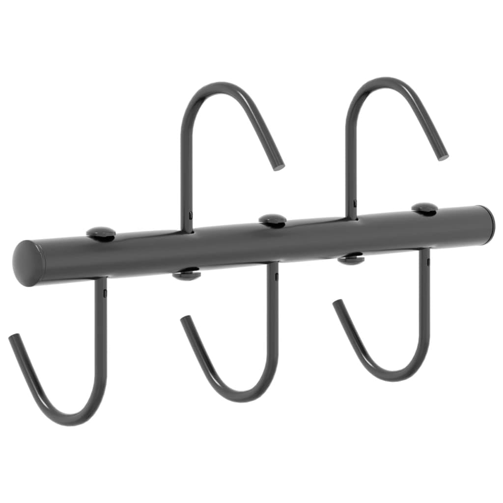 Supporto per briglia nero in acciaio verniciato a polvere con 5 ganci girevoli 36,5 x 6,5 x 17,5 cm per riporre bride, sella, redini e accessori per cavalli per stalla e pista da equitazione