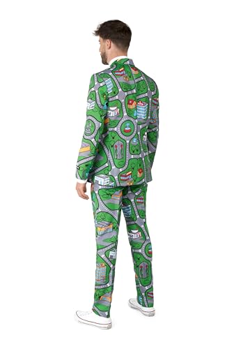 Suitmeister Men's Carpet City Green Suit - Outfit - Including Blazer, Pants and Tie - Green3