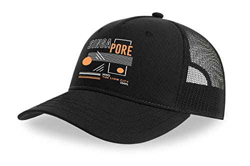 Casquette de camionneur Singapour en coton noir premium avec finitions soignées