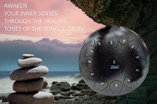Image of amiciSound 13 Notes Tongue Drum, 12 Inch Lotus Pattern Steel Drum with Carry Bag for Meditation Entertainment, Musical Instrument