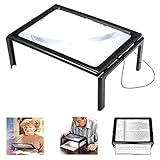A4 Lectura Lupa INTVN paquete de 2 Lupa de lectura grande Lente 3X de Página Completa Lupa de Lectura para Personas Mayores Ancianos con 4 LED Soporte Plegable Manos Libres 270*205*110mm