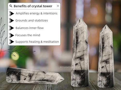 Image of Crystal Heaven Certified Black Rutilated Quartz Tower Obelisk Point For Chakra, Healing And Balancing - Aaa Grade Original Certified Gemstone Agate For Reiki Meditation Yoga Spiritual (2-3 Inches)