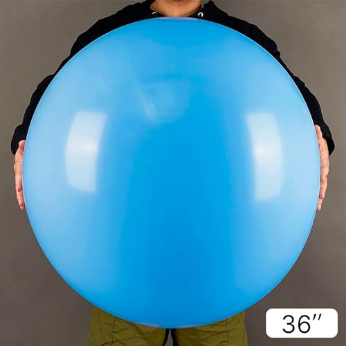 Image of PartyWoo Light Blue Balloons 4pcs 36 Inch Baby Pastel Blue Latex Helium Balloons for Baby Shower Wedding Gender Reveal Graduation Mermaid Birthday Pool Anniversary Beach Party Decorations Blue-Y20