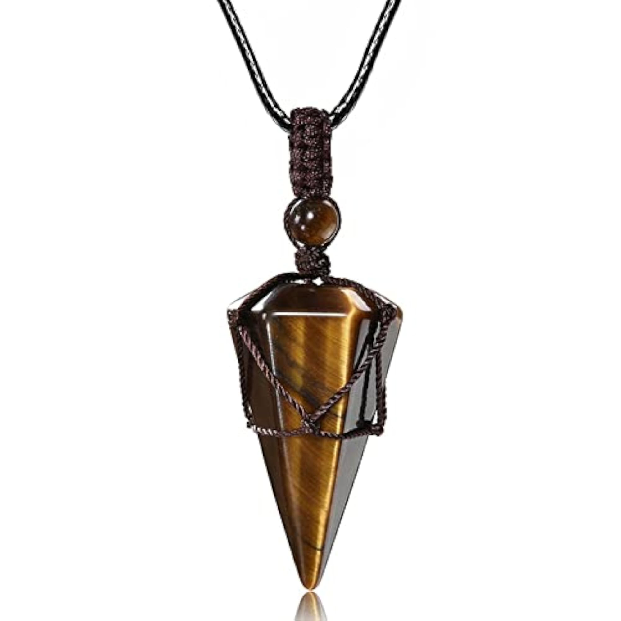 6 Facet Reiki Healing Crystal Pointed Pendant Necklace