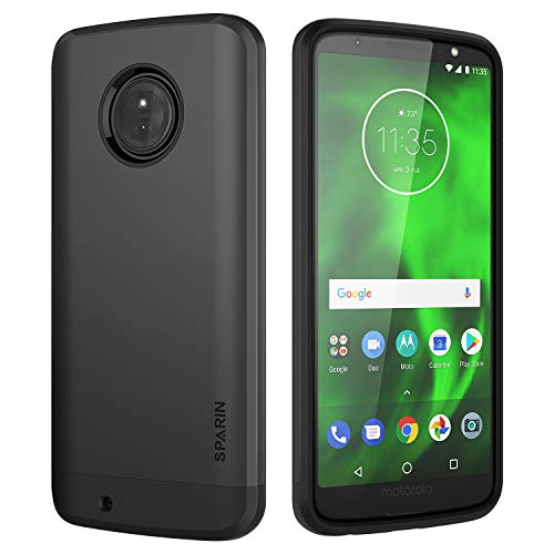 Moto G6 Case, SPARIN Dual Layer Protective Case with Scratch Resistant/Shock Absorption/Anti Dust for Motorola Moto G6, 5.7 Inch, Black