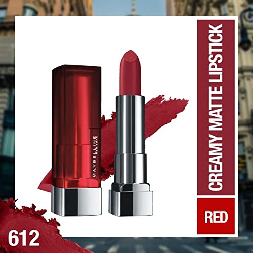Image of Maybelline New York Matte Lipstick, Intense Colour, Keeps Lips Moisturised,612 Cherry Chic, Color Sensational Creamy Matte Lipstick, 3.9g