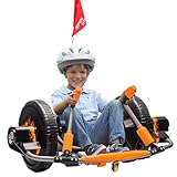 Acnico Electric Drifting Go Kart for Kids, 12V Outdoor Ride on Toys with 16-Inch Big Wheel, 360 Degree Spin, Speed of 4.66MPH, Dual Lever Steering, Pedal Accelerator, Drift Kart for Kids 3+, Orange