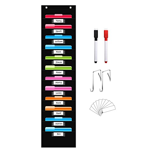REGELETO 12 Pockets Storage Pocket Chart with 12 Nametag Pockets,...