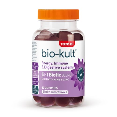 Bio-Kult 3in1 Gut Health Gummies for Teens | 2B CFU + Multivitamins | Blackcurrant Flavour | Ages 13+ | 30 Probiotic Gummies