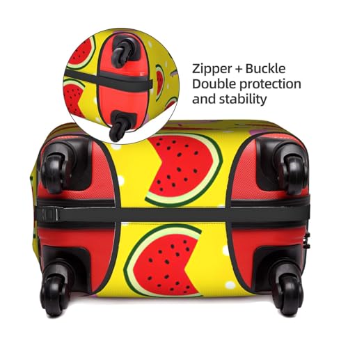Pink Flamingo And Watermelon Print Travel Elastic Suitcase Luggage Baggage Cover Protector, Washable And Anti-Scratch4