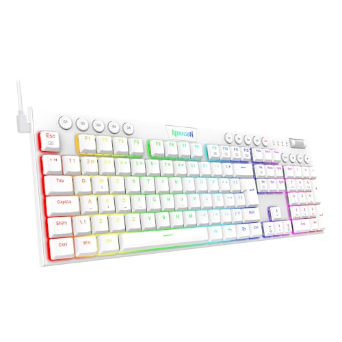 Teclado Mecânico Redragon Horus, c/Cabo 1,5m, USB, RGB, Switch Marrom, ABNT2, Branco- K619-RGB (PTBR