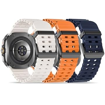 Laband Pacote com 3 pulseiras de silicone esportivo macio compatíveis com Samsung Galaxy Watch Ultra de 47 mm, pulseiras de substituição ajustáveis para Galaxy Watch Ultra de 47 mm, mulheres e homens