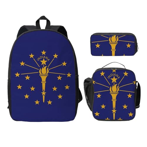 Mochila escolar de Indiana de 3 piezas con lonchera y estuche negro