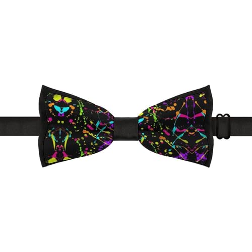 GoasNei Glow in Dark Splatter Neon (11) Bow Tie for Men Adjustable Necktie Funny Tie Neck Ties for Weddings Party