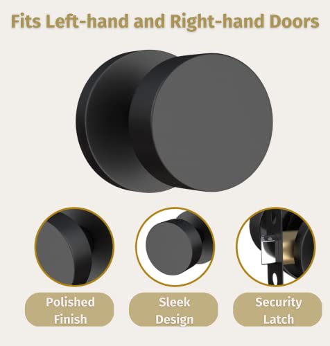 Mega Handles Passage I Black Door Knob For Hallway, Closet And Bathroom I Reversible Heavy Duty Design I Fits All Standard Door Sizes I Screws Included - Black Matte (1 Pack) #TOP3
