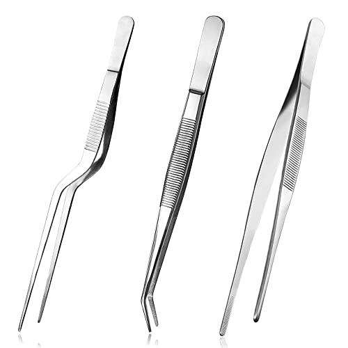 Pince à épiler, 3 Pièces Pince de Cuisine, pour Décorer les Aliments, Cuisiner, Pâtisserie, etc., 16cm