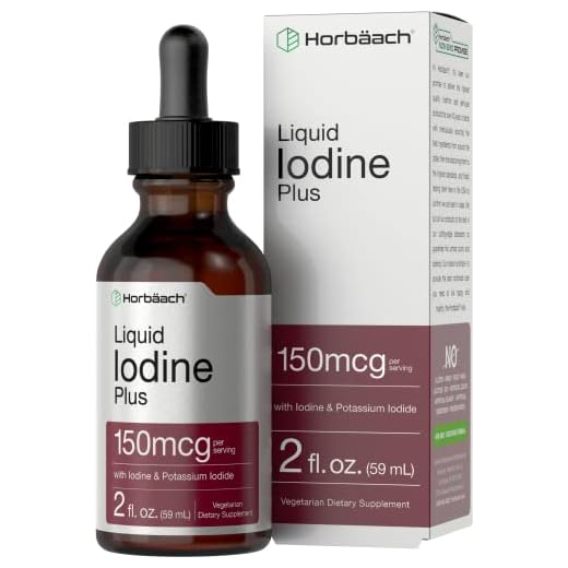 Liquid Iodine Solution Drops | 2 fl oz | 150 mcg | Iodine & Potassium Iodine Supplement | Vegetarian, Non-GMO, Gluten Free Liquid Tincture | by Horbaach