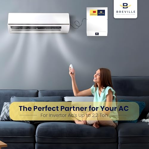 Image of Breville AC Double Booster Voltage Stabilizer for 1.5 Ton Inverter & Non-Inverter AC | 5kVA Capacity | Working Range 90V-285V | High & Low Voltage Cut-Off |3 Year Warranty (SS Body)