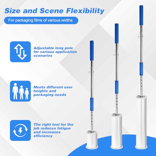 Image of Heavy Duty 48 inch Stretch Film Dispenser Pole Holder for Pallet Wrapping-2PCS | Fits 12 inch-24 inch Stretch Wrap Dispenser Rolls,Industrial Grade Heavy Duty Build, 48 inch Extra Long Handle, 2 inch-3 inch Core Compatible